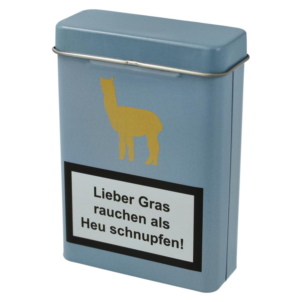 Zigarettenbox Metall Warnhinweis Nr.1 Hellblau