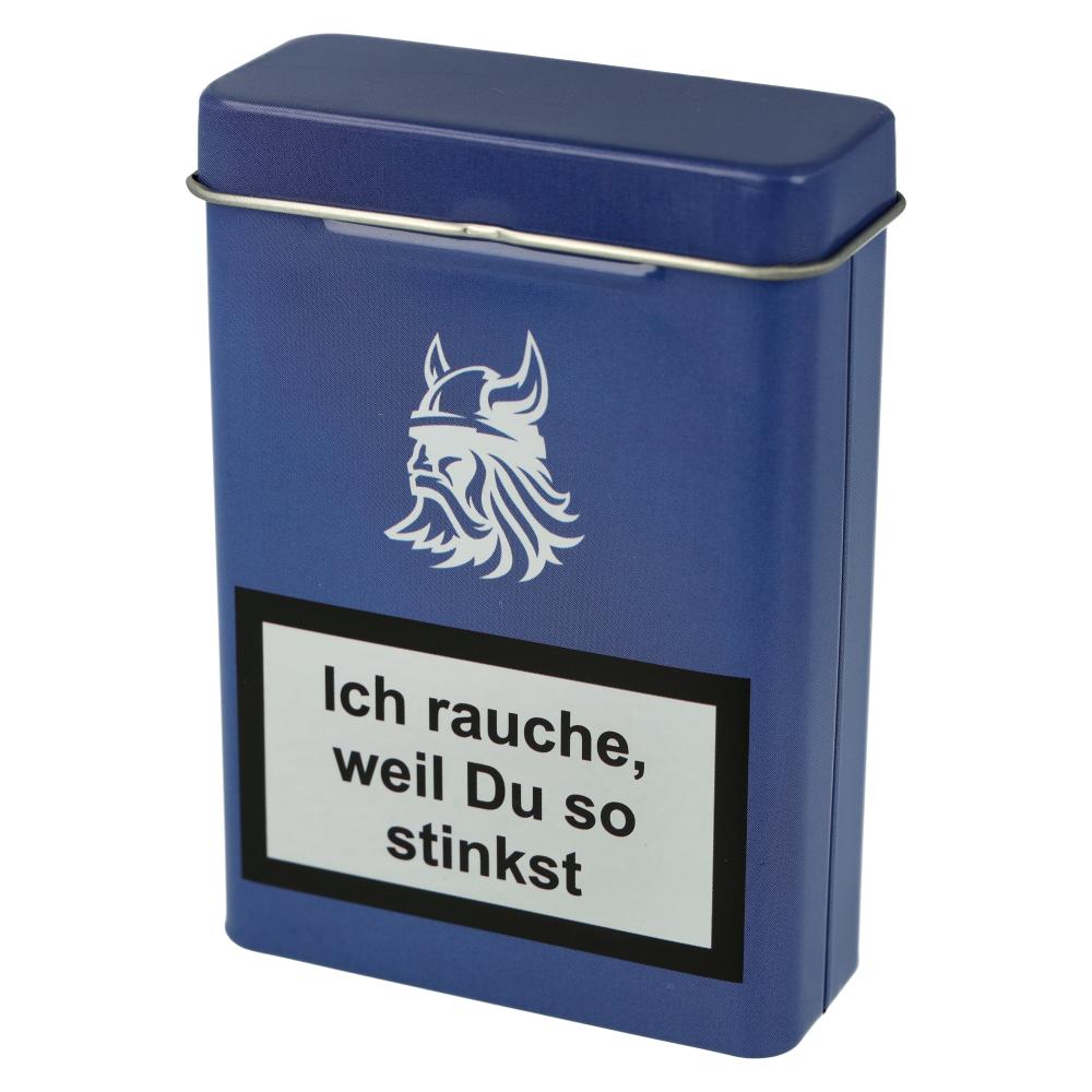 Zigarettenbox Metall Warnhinweis Nr.5 Blau