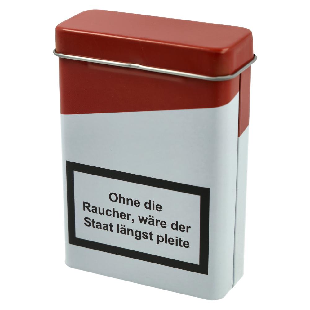 Zigarettenbox Metall Warnhinweis Nr.7 Weiß Rot