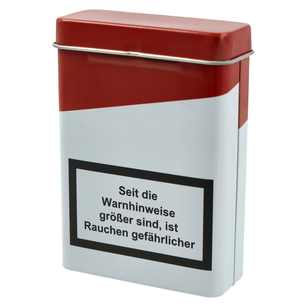 Zigarettenbox Metall Warnhinweis Nr.8 Weiß Rot