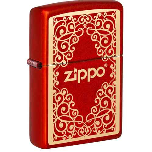 Zippo Feuerzeug metallic rot gelasert Ornamental 