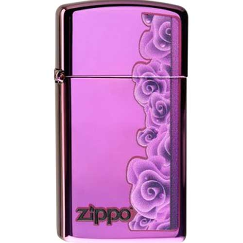 Zippo Feuerzeug Slim Abyss color Purple Roses