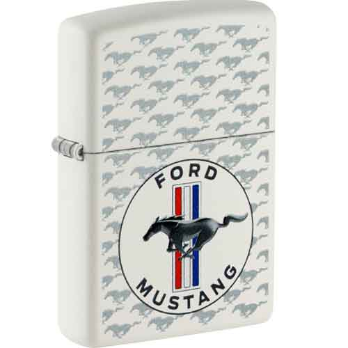 Zippo Feuerzeug  weiß colo Ford Mustang/Horse/Bars