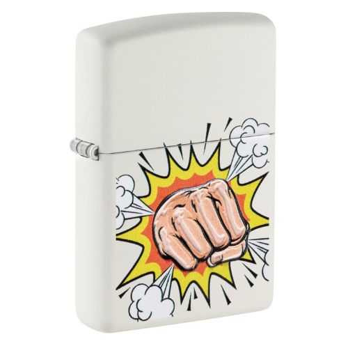 Zippo Feuerzeug Weiß color 3D Druck Power Fist
