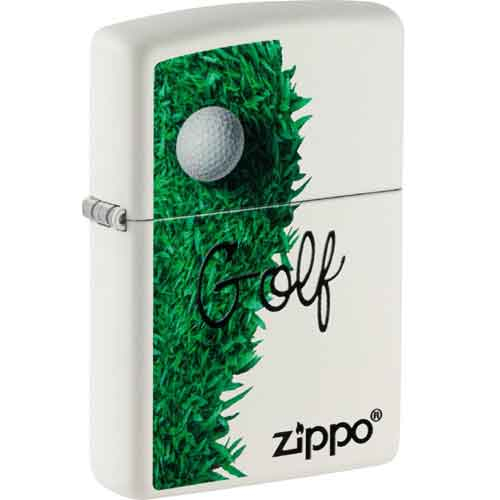 Zippo Feuerzeug weiß color Golf Design