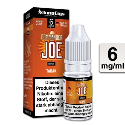 E-Liquid InnoCigs Commander Joe Tabak 6mg Nikotin