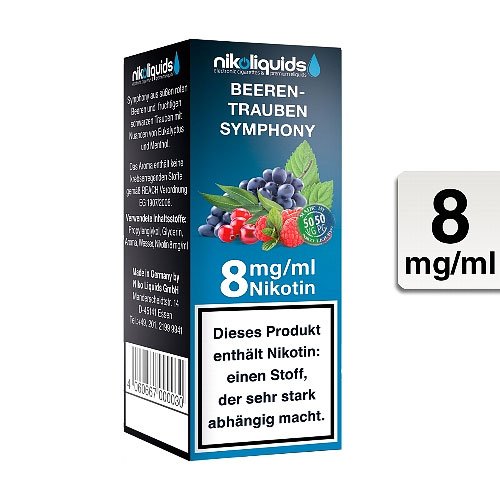 E-Liquid NIKOLIQUIDS Beeren Trauben Symphony 8 mg Nikotin 50 PG / 50 VG