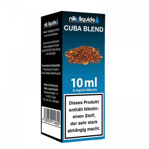 E-Liquid NIKOLIQUIDS Cuba Blend 8 mg Nikotin