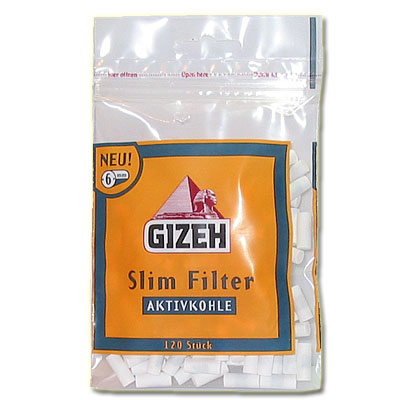 Gizeh Filter Slim 6mm Aktivkohle Zigarettenfilter 120 Stück