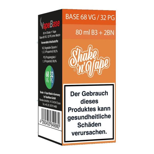 Nikoliquids Shake n Vape Grundbase 68/32 Orange 80ml B3 + 2BN für 3mg