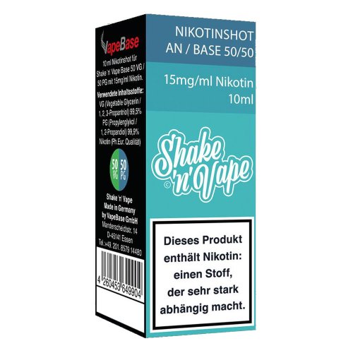 Nikoliquids Shake n Vape Nikotin Shot AN 15mg BASE 50/50 Türkis