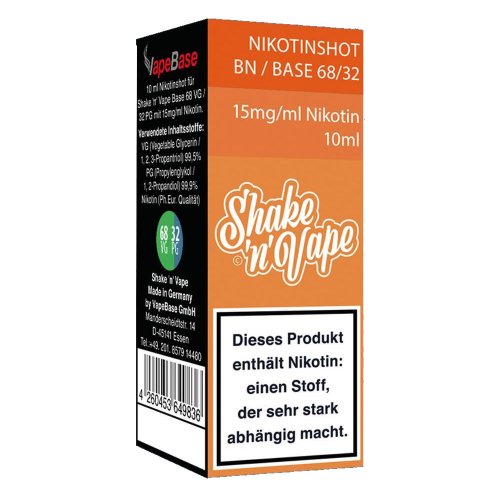 Nikoliquids Shake n Vape Nikotin Shot BN 15mg BASE 68/32 Orange