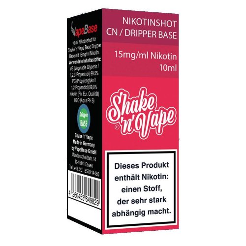 Nikoliquids Shake n Vape Nikotin Shot BN 15mg Dripper Base Rot