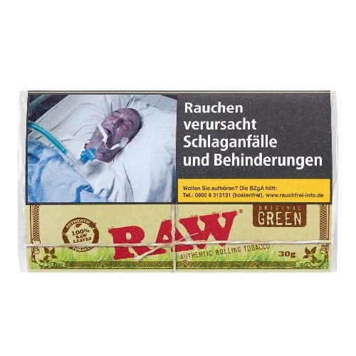 Raw Tabak ohne Zusatzstoffe Authentic Green (ehem.Organic) 30g Päckchen Feinschnitt
