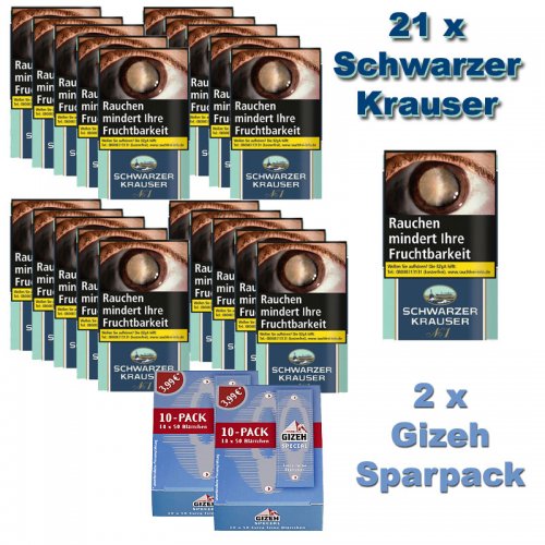 Schwarzer Krauser No 1 (21x30g) Pouch Tabak Sparpaket