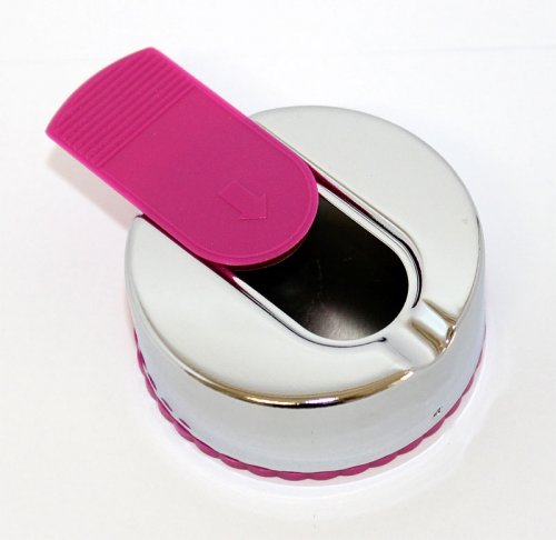 Taschenaschenbecher mit Schiebedeckel Rund Chrome Pink