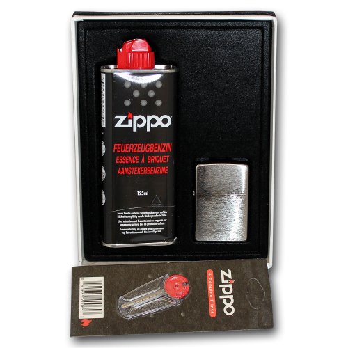 Zippo Feuerzeug Geschenk-Set Chrom Brushed