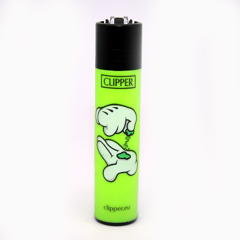 Clipper Feuerzeug Cartoon Hands grün