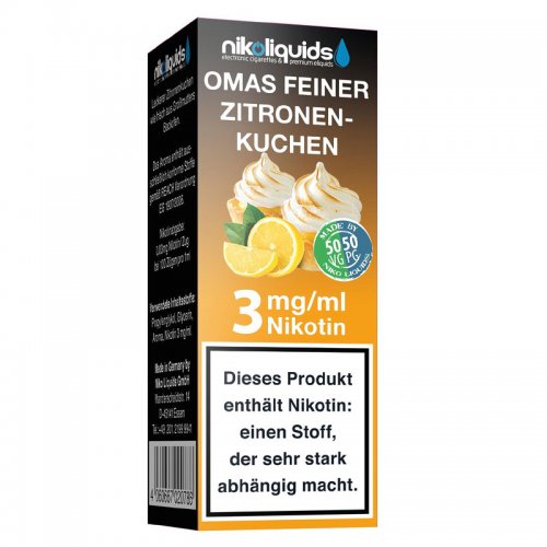 E-Liquid NIKOLIQUIDS Omas Feiner Zitronenkuchen 3mg Nikotin
