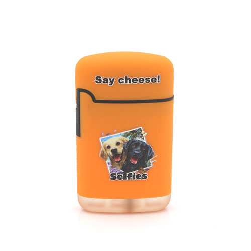 Easy Torch Say Cheese! Hunde Motiv Feuerzeug orange