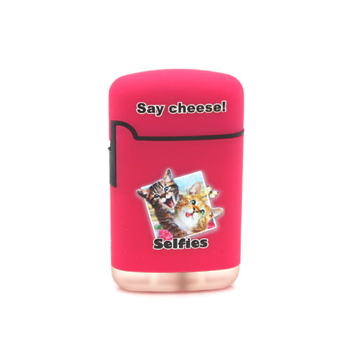 Easy Torch Say Cheese! Katzen Motiv Feuerzeug rosa