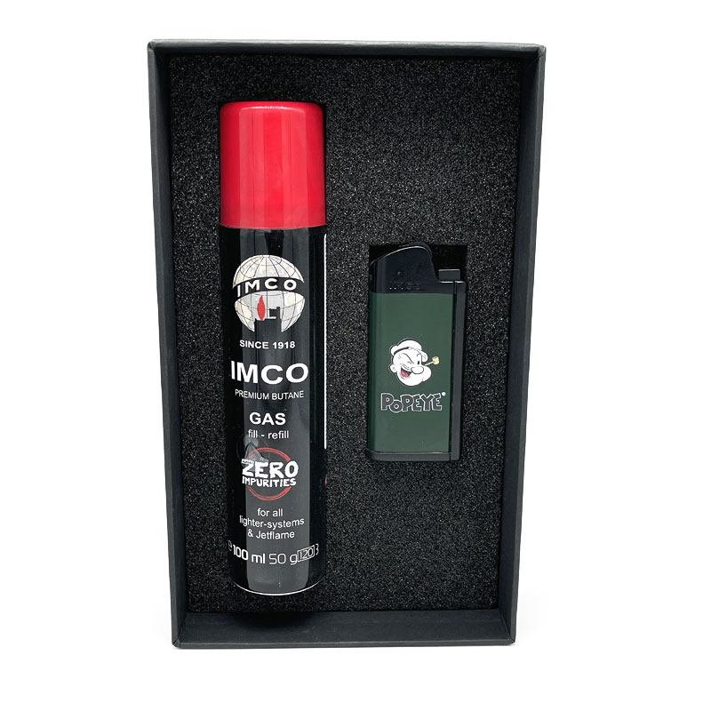 IMCO Popeye Pfeifenfeuerzeug Grün mit Feuerzeuggas 100ml