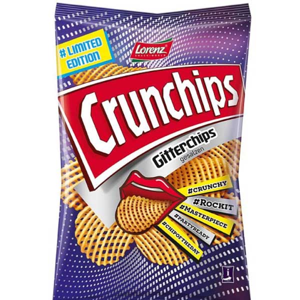Lorenz Crunchips Gitter Chips gesalzen 150g Chips Tüte