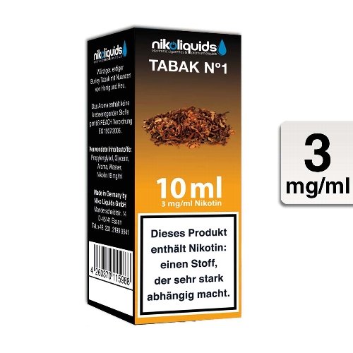 Nikoliquids Tabak No 1 Liquid mit 3 mg Nikotin