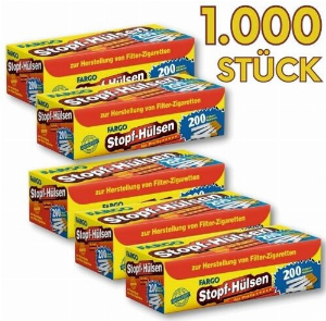 1.000 Fargo Zigarettenhülsen (5 x 200 Stück)