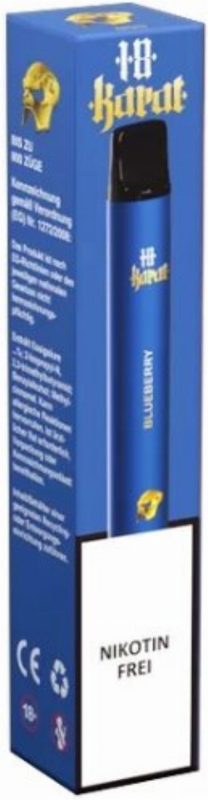 18 Karat Einweg E-Shisha Blueberry ohne Nikotin 800 Züge