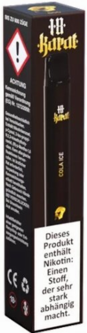 18 Karat Einweg E-Shisha Cola Ice 16mg 800 Züge