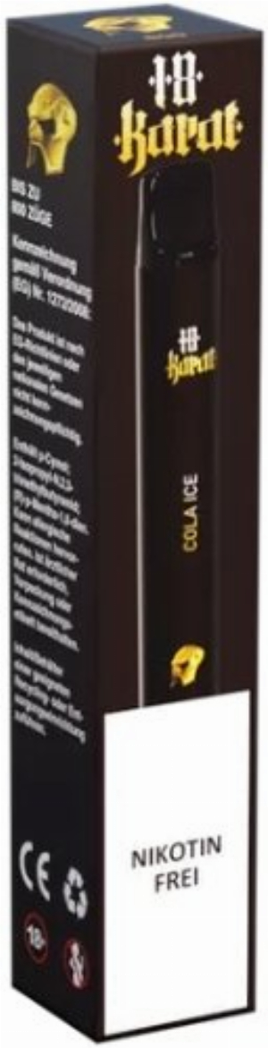 18 Karat Einweg E-Shisha Cola Ice ohne Nikotin 800 Züge