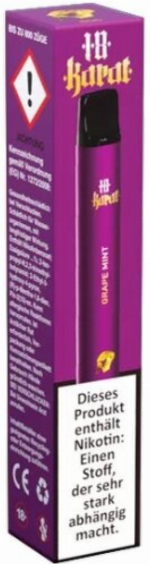 18 Karat Einweg E-Shisha Grape Mint 16mg 800 Züge