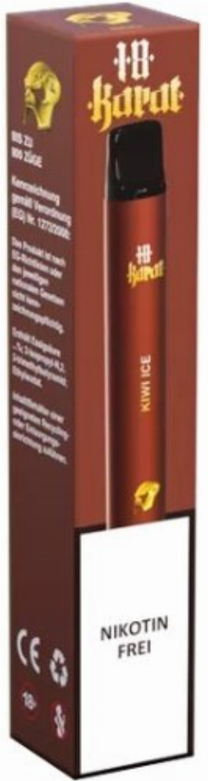 18 Karat Einweg E-Shisha Kiwi Ice ohne Nikotin 800 Züge