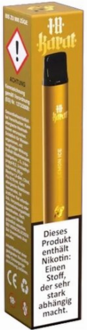 18 Karat Einweg E-Shisha Lemon Ice 16mg 800 Züge
