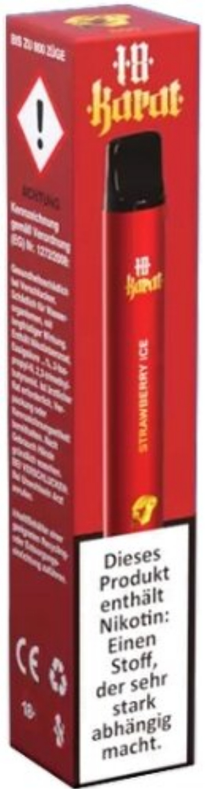 18 Karat Einweg E-Shisha Strawberry Ice 16mg 800 Züge