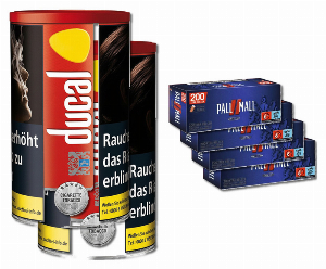 Ducal Rot 2 x 155g Sparpaket mit 800 Pall Mall Xtra Rot Hülsen