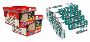2x Winston Rot 155g + 800 Gizeh Menthol Hülsen Sparpaket