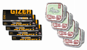 4x Pepe Bright Green 170g Sparpaket mit 800 Gizeh Full Flavor Extra Hülsen