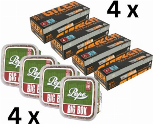 4x Pepe Tabak 170g Tabak + 4x Gizeh Full Flavor Extra 200 Stück - Sparpaket