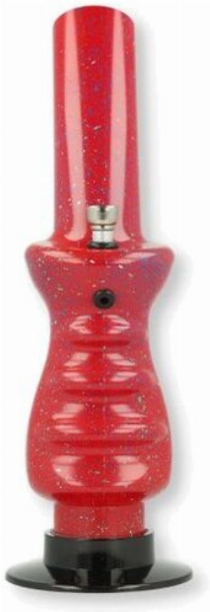 Acryl Bong gesprenkelt Rot mit Metallchillum