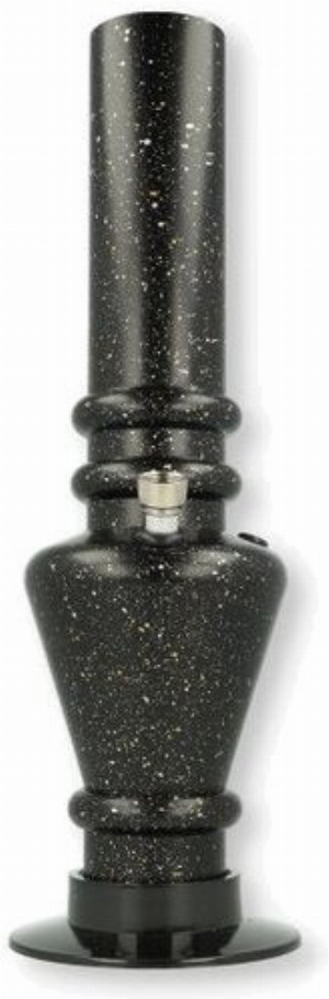 Acryl Bong gesprenkelt Schwarz mit Metallchillum