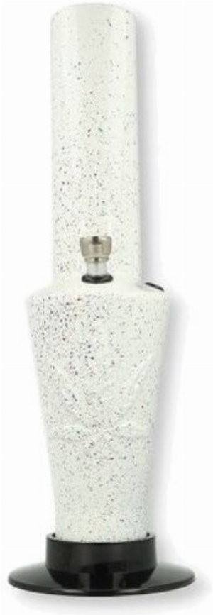 Acryl Bong gesprenkelt Weiß mit Metallchillum