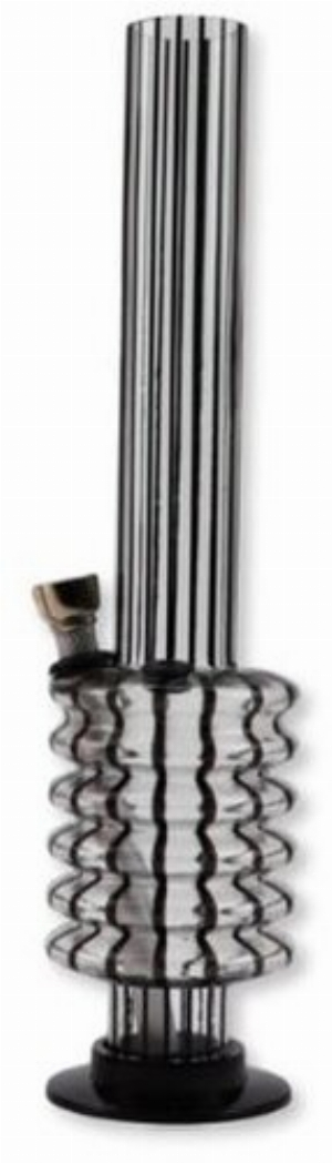 Acryl Bong mit schwarzen Streifen H 26cm