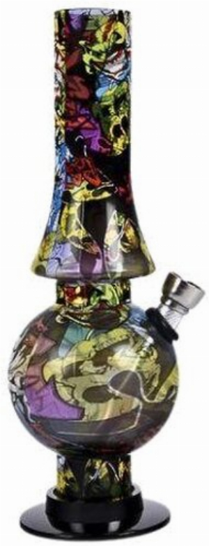 Acrylic Bong Grafitti Gelb-Rot