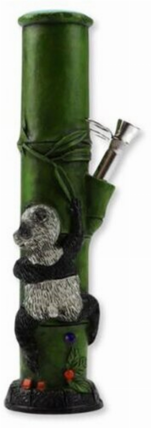 Acryl/Polyresin Bong gerade Panda grün H 26cm