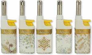 Adamo Mini Stabfeuerzeug Winter weiß/goldfarben