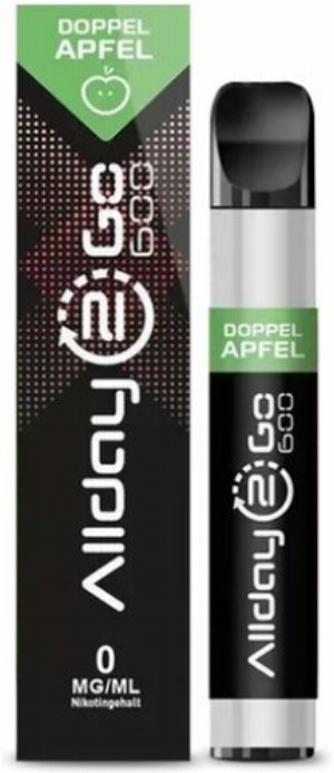 Allday 2 Go Einweg E-Zigarette Doppelapfel Aroma 0mg