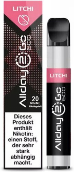 Allday 2 Go Einweg E-Zigarette Nikotinsalz Litschi Aroma 20mg