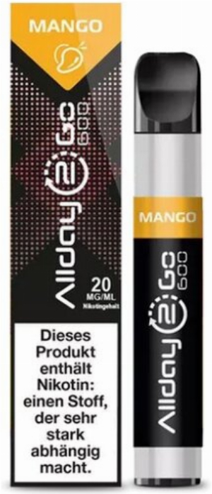 Allday 2 Go Einweg E-Zigarette Nikotinsalz Mango Aroma 20mg